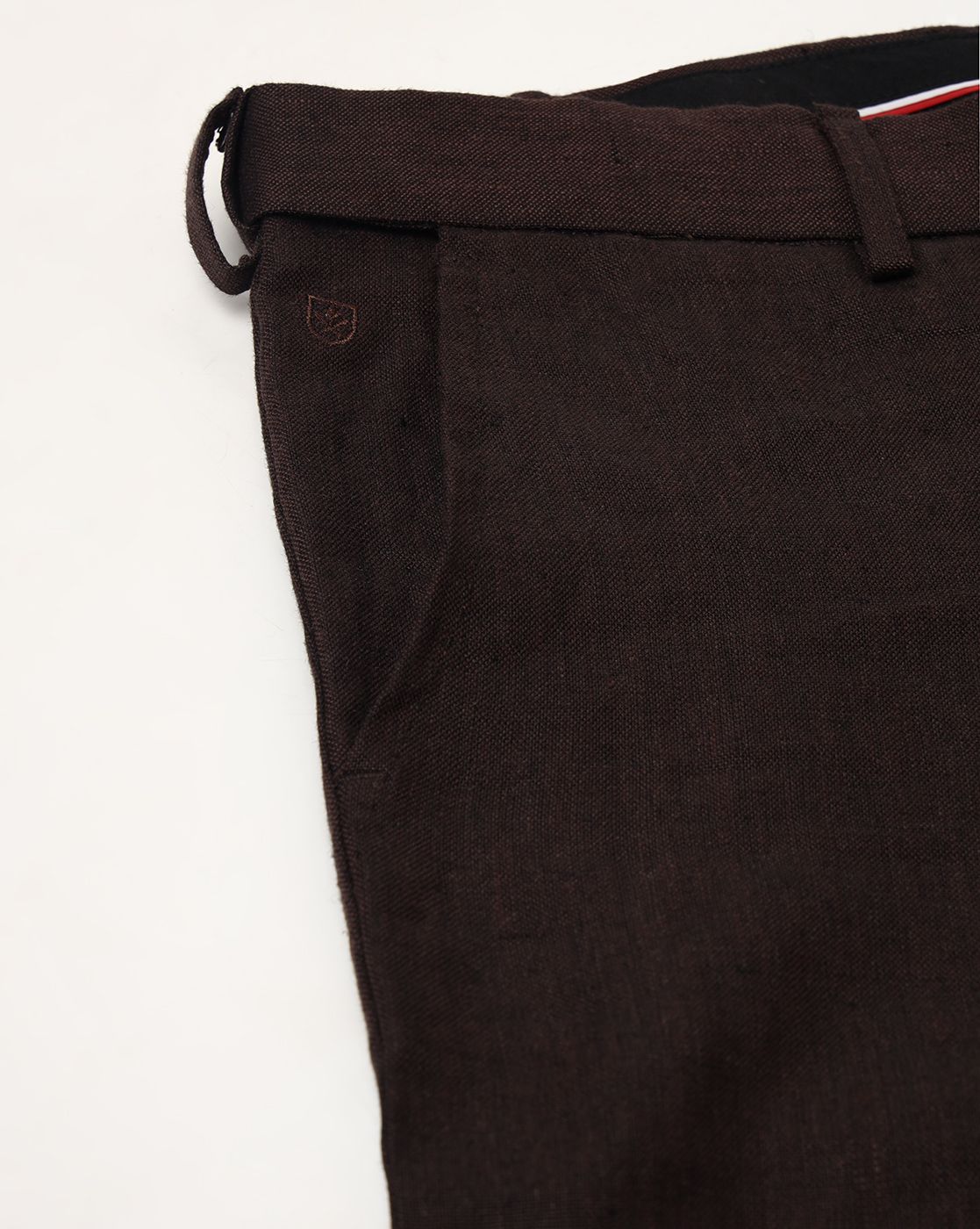 Linen Club Studio Men's Linen Brown Solid Mid-Rise Slim Fit Trouser