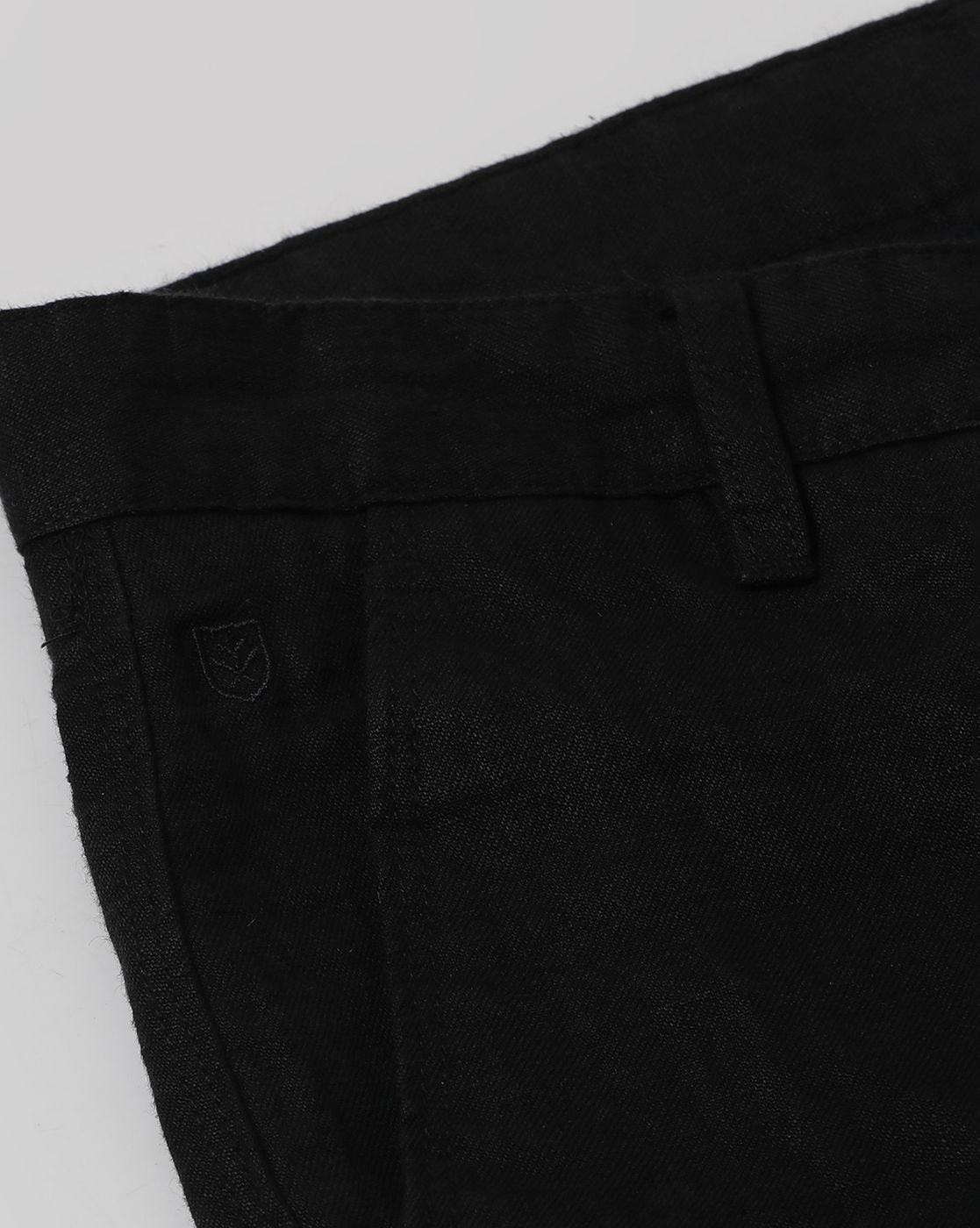 Linen Club Studio Men's Linen Black Solid Mid-Rise Slim Fit Trouser