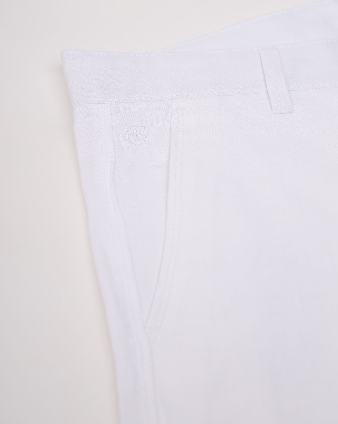 Linen Club Studio Men's Linen White Solid Mid-Rise Slim Fit Trouser