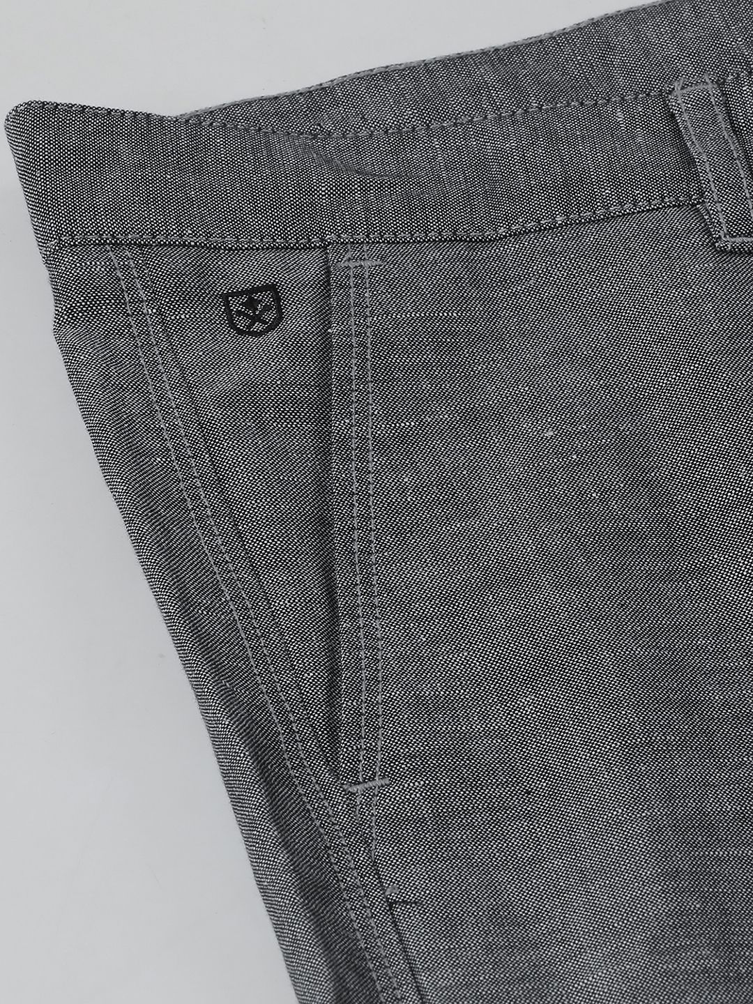 Mens Linen Grey Solid Contemporary Fit Casual Trousers