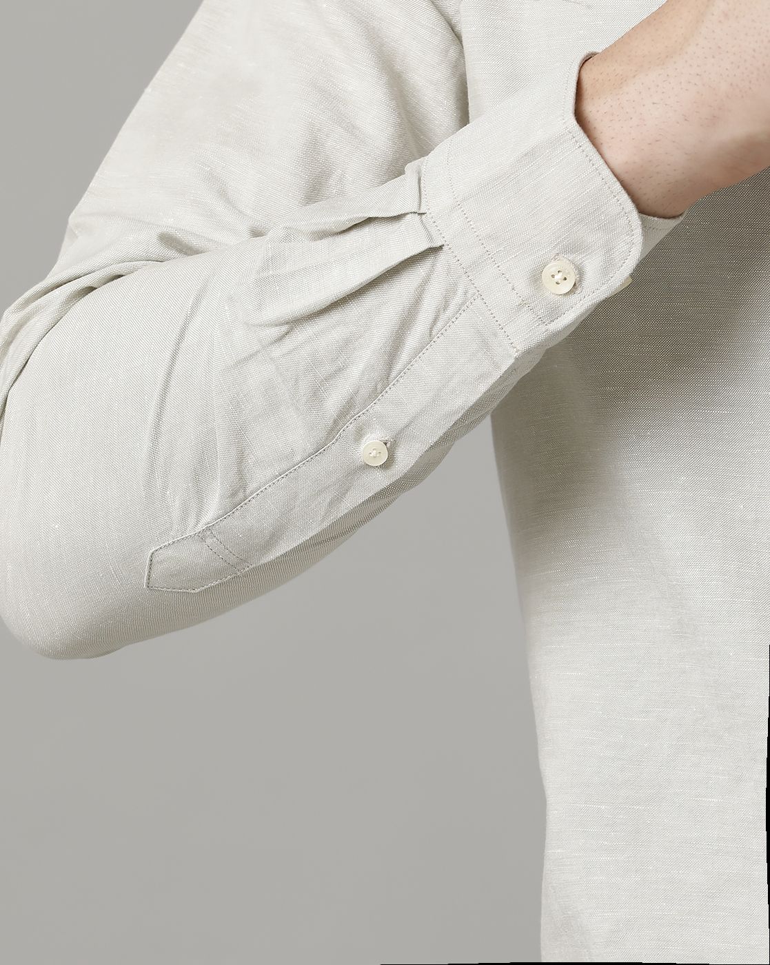 Men's Linen Rich Green Solid Contemporary Fit Full Sleeve Sleeve Casual Shirt