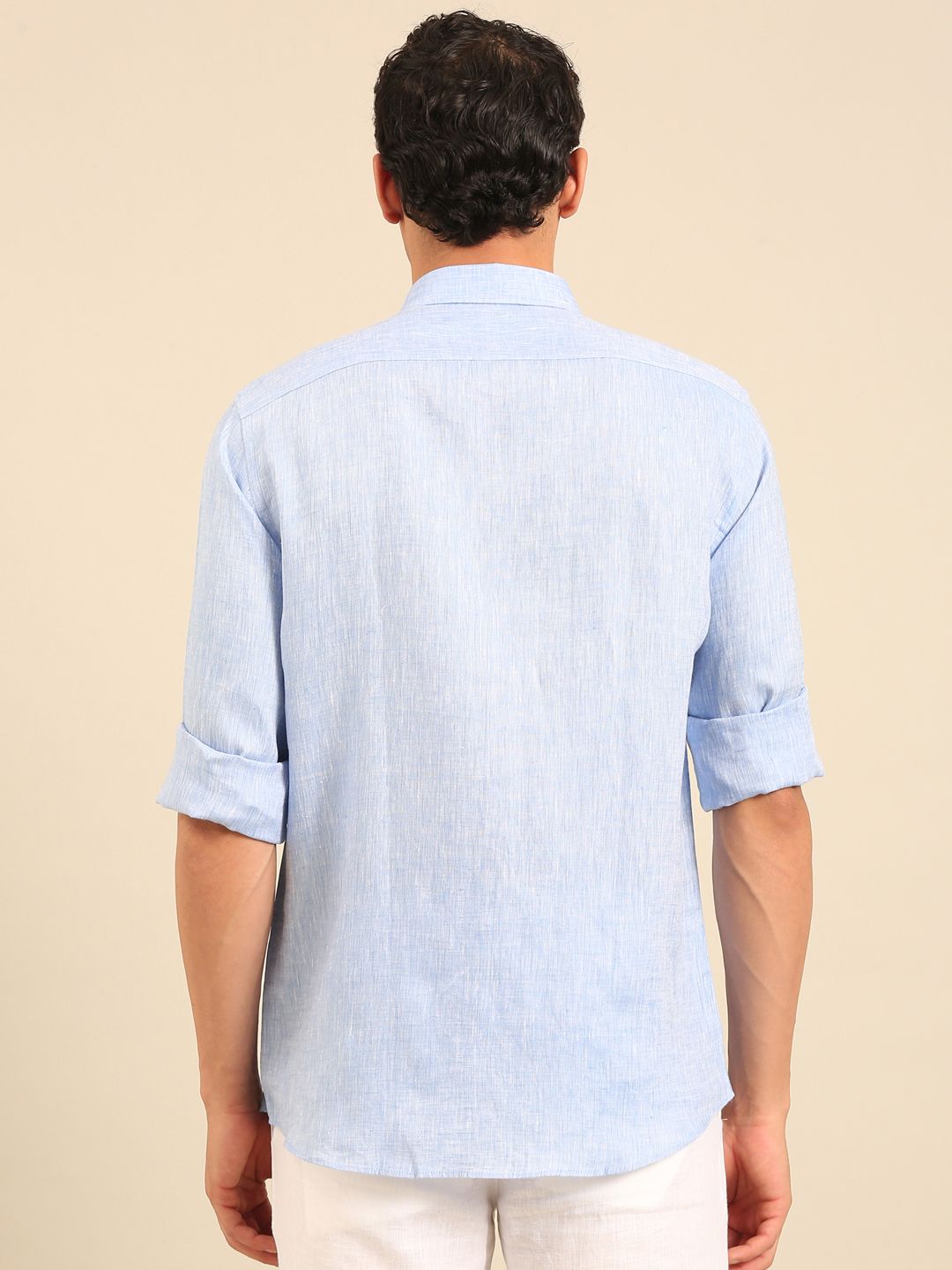Linen Club Men's Contemporary Fit Linen cotton Full Sleeve Chambray Shirt LCSFCHN020114
