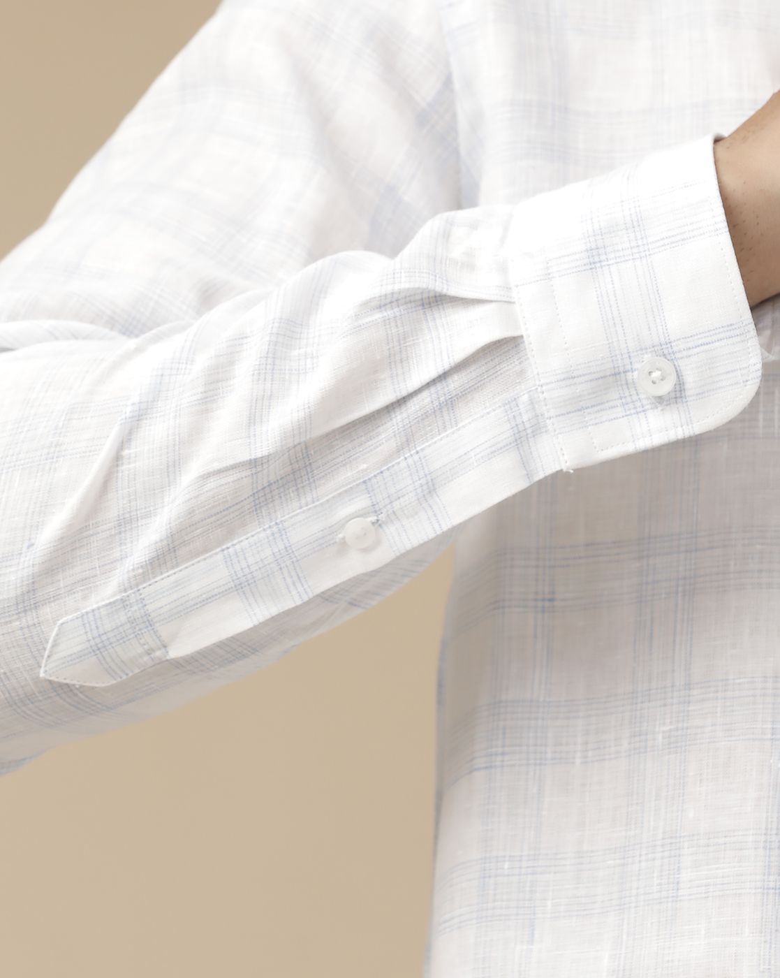 Men's Pure Linen White Checked Contemporary Fit Full Sleeve Casual Shirt Men's Pure Linen White Checked Contemporary Fit Full Sleeve Casual Shirt