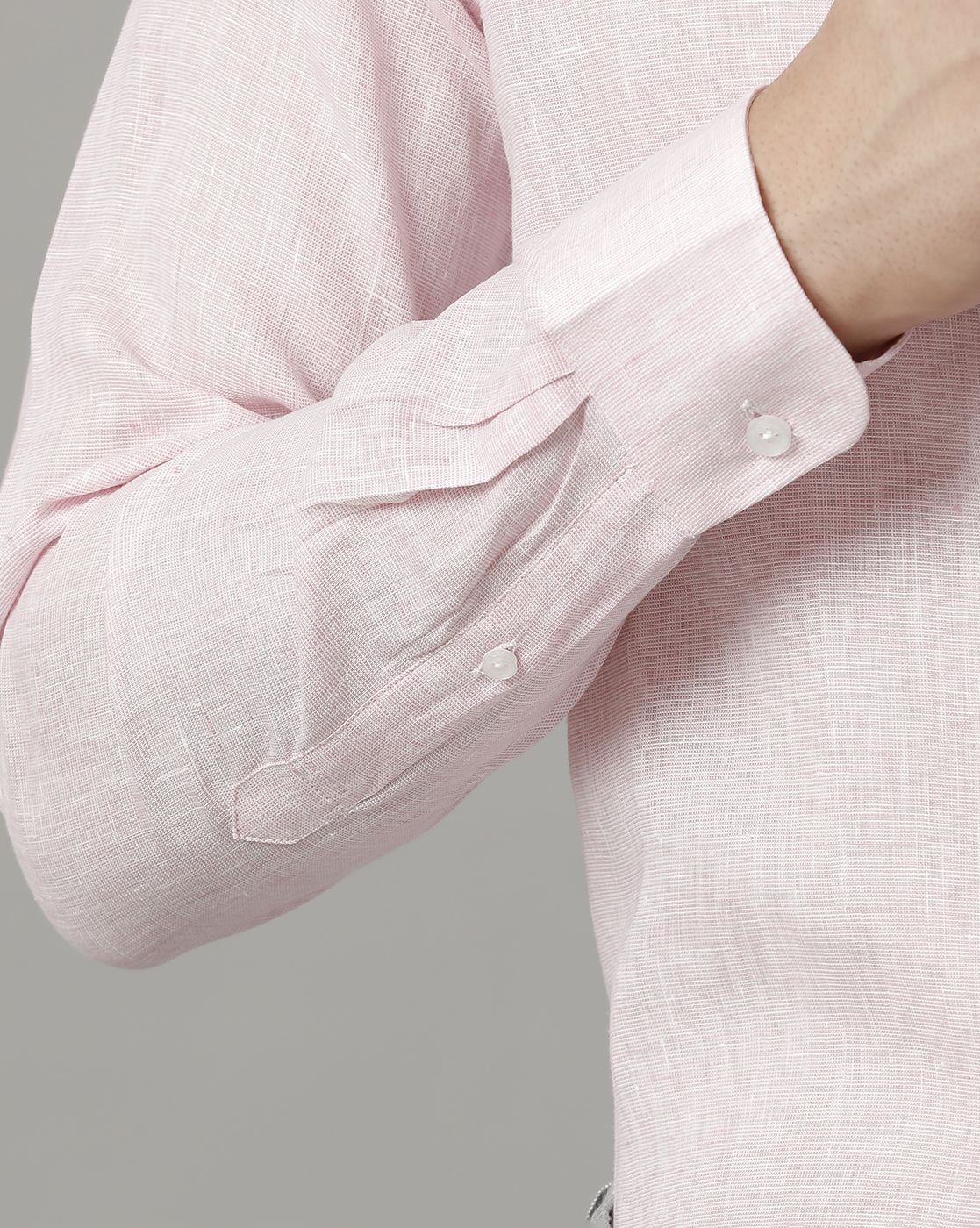 Men's Pure Linen Pink Solid Contemporary Fit Full Sleeve Sleeve Casual Shirt