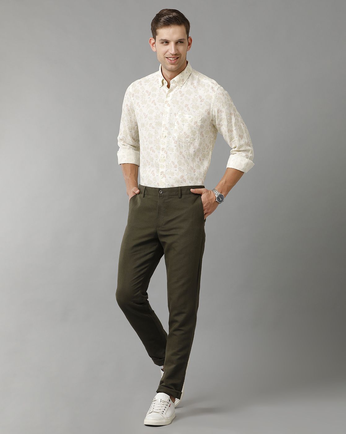 Men's Pure Linen Multicolor Printed Contemporary Fit Full Sleeve Sleeve Casual Shirt
