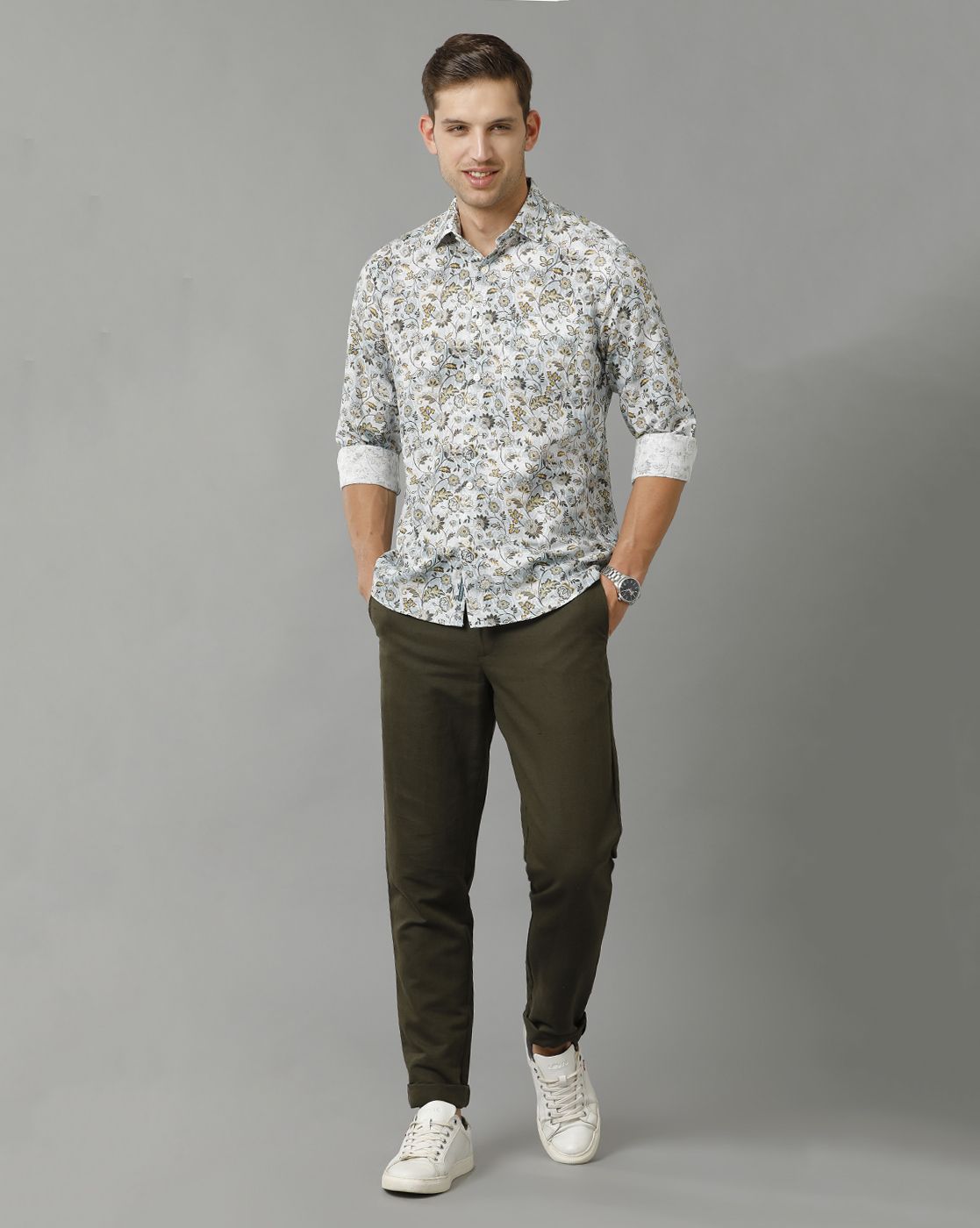 Men's Linen Rich Multicolor Printed Contemporary Fit Full Sleeve Sleeve Casual Shirt