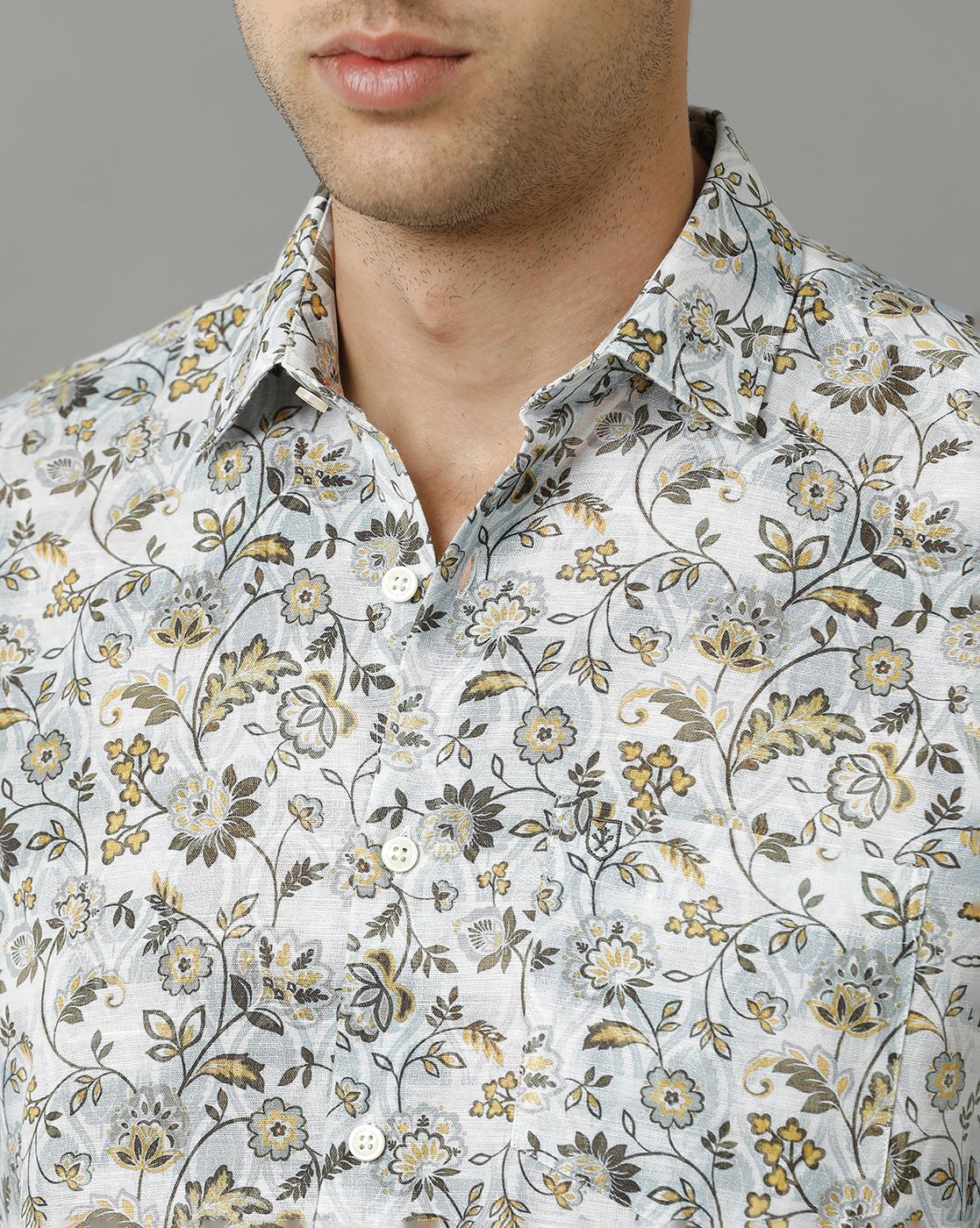Men's Linen Rich Multicolor Printed Contemporary Fit Full Sleeve Sleeve Casual Shirt