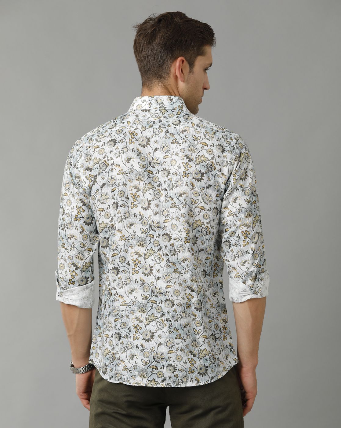Men's Linen Rich Multicolor Printed Contemporary Fit Full Sleeve Sleeve Casual Shirt
