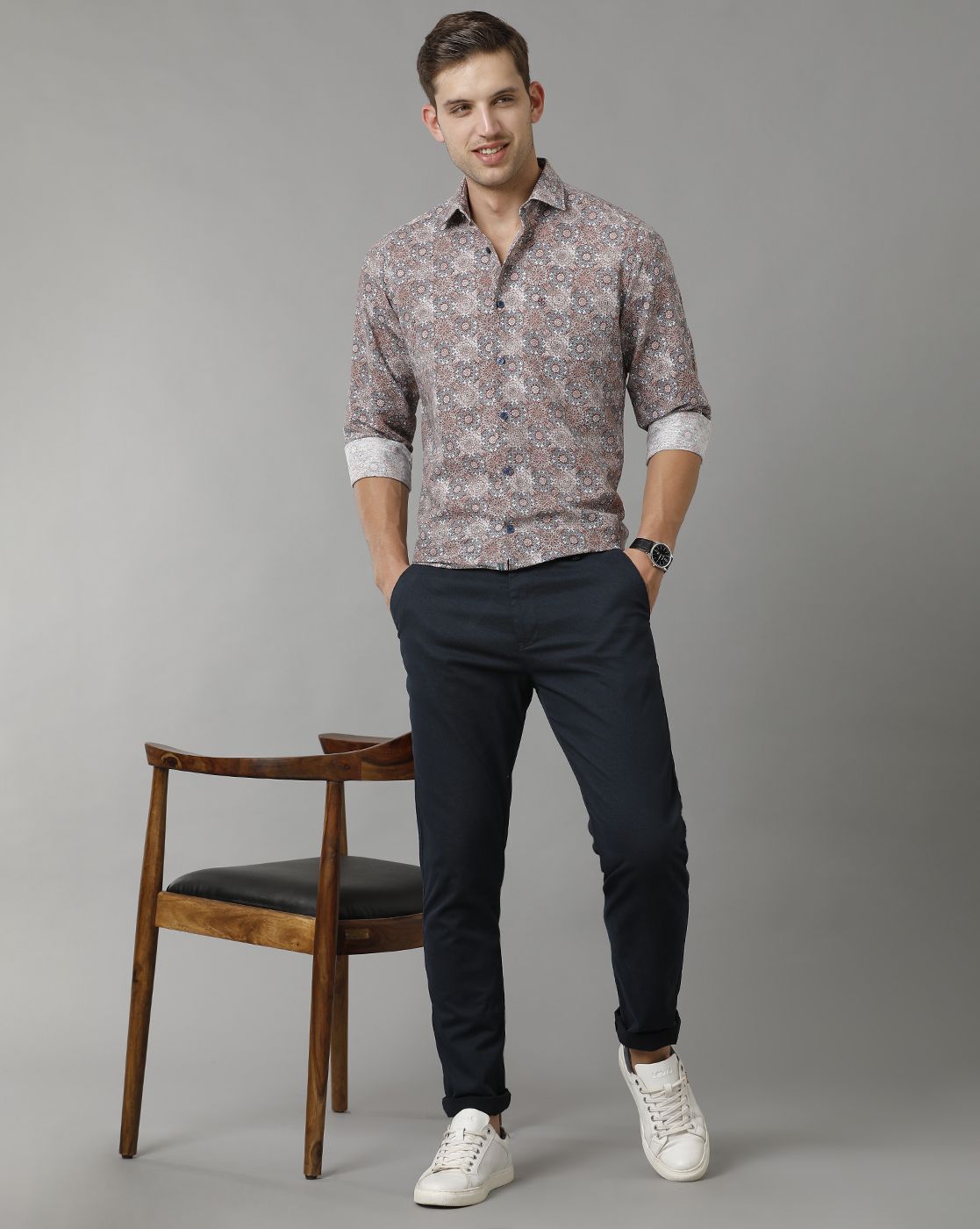 Men's Linen Rich Multicolor Printed Contemporary Fit Full Sleeve Sleeve Casual Shirt
