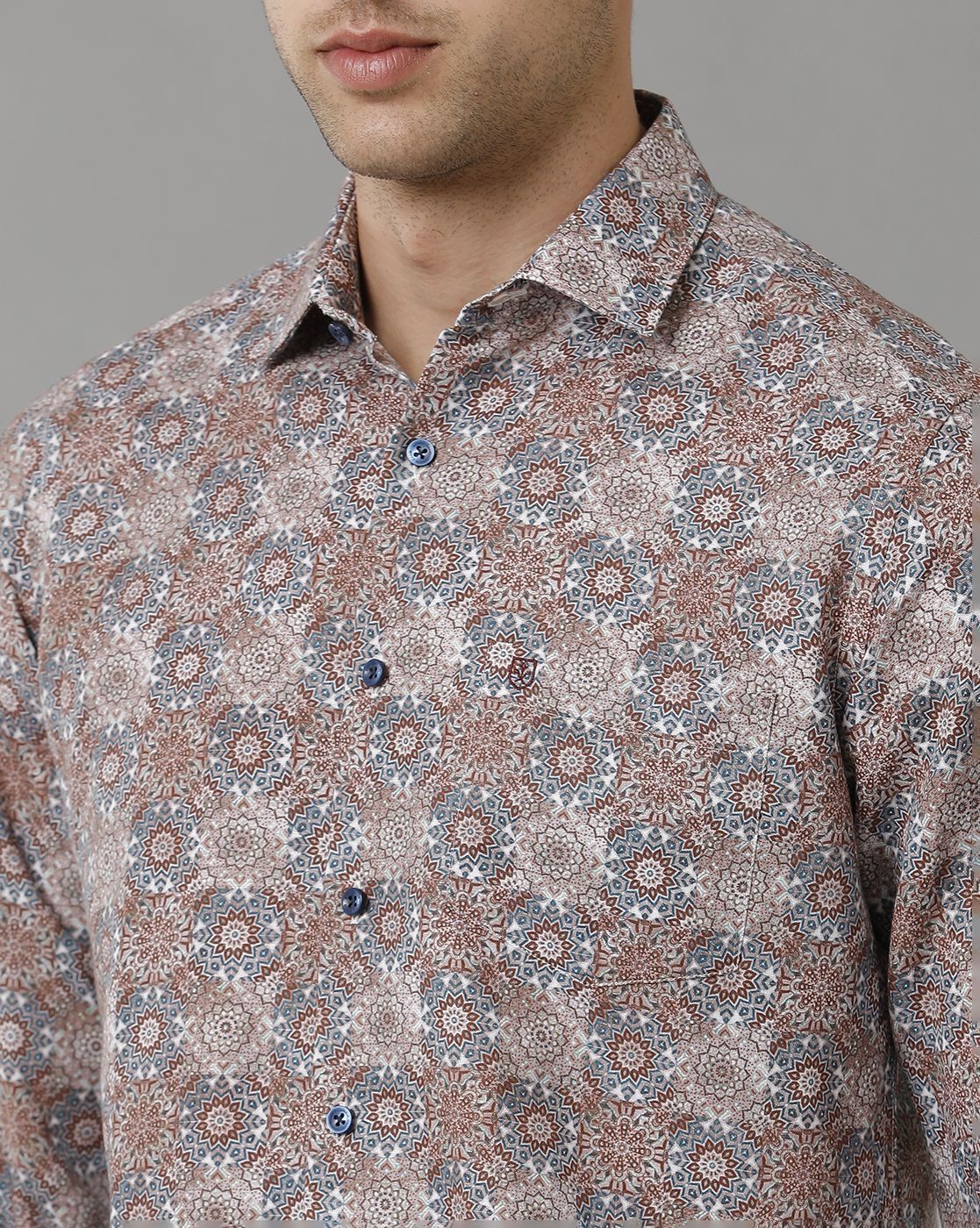 Men's Linen Rich Multicolor Printed Contemporary Fit Full Sleeve Sleeve Casual Shirt