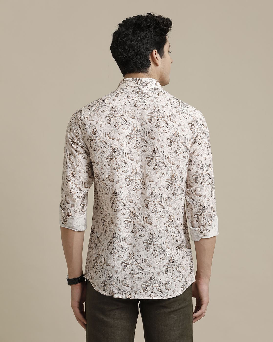 Men's Pure Linen Multicolor Printed Contemporary Fit Full Sleeve Sleeve Casual Shirt