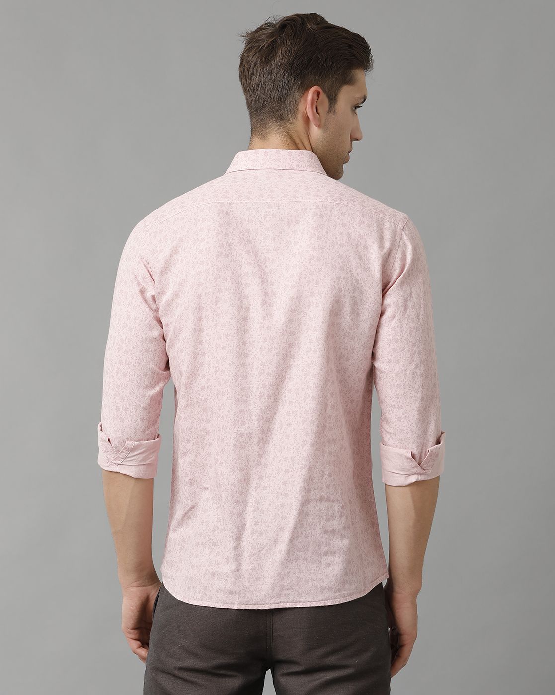 Men's Linen Rich Pink Printed Contemporary Fit Full Sleeve Sleeve Casual Shirt