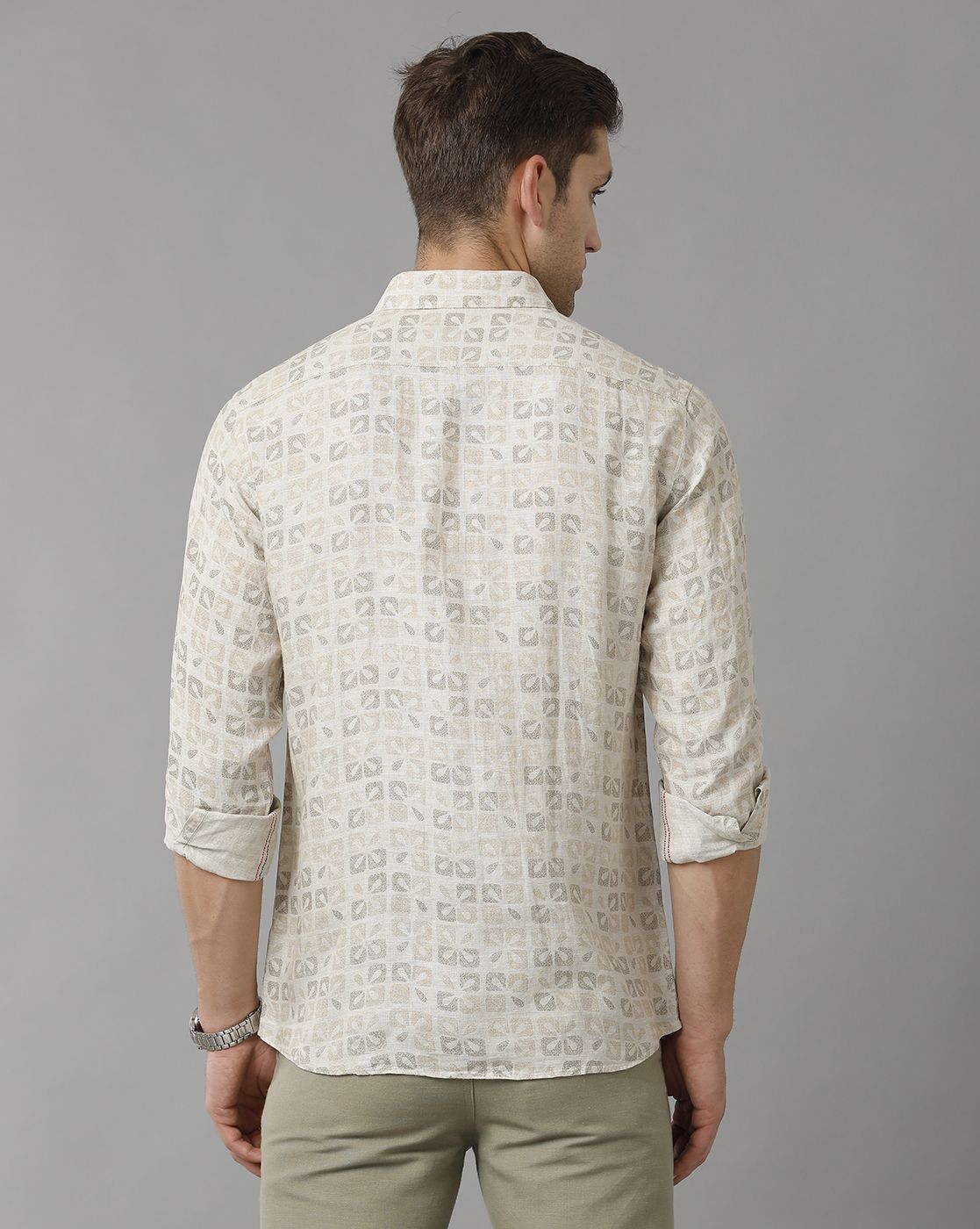 Men's Pure Linen Multicolor Printed Contemporary Fit Full Sleeve Sleeve Casual Shirt