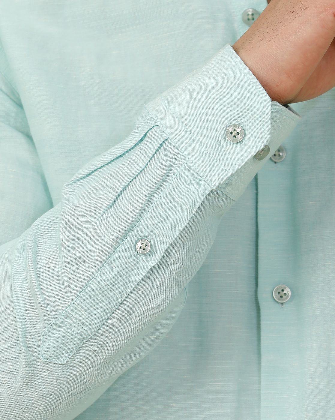Linen Club Men's Linen Rich Green Solid Contemporary Fit Full Sleeve Casual Shirt