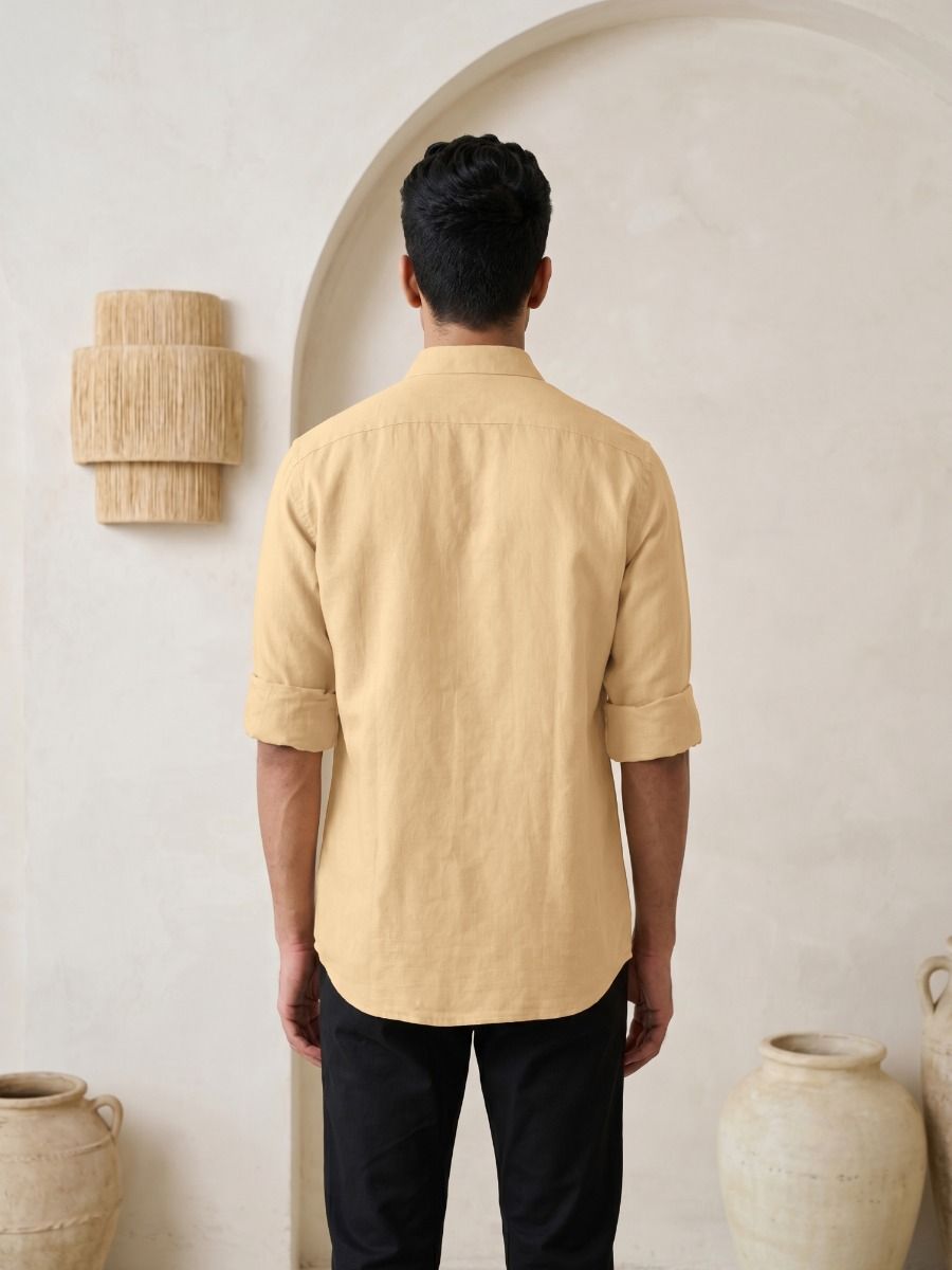Linen Club Men's Full Sleeve Contemporary Fit Linen-Cotton Solid Shirt LCSFSD732D831