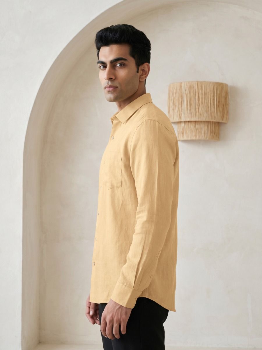 Linen Club Men's Full Sleeve Contemporary Fit Linen-Cotton Solid Shirt LCSFSD732D831