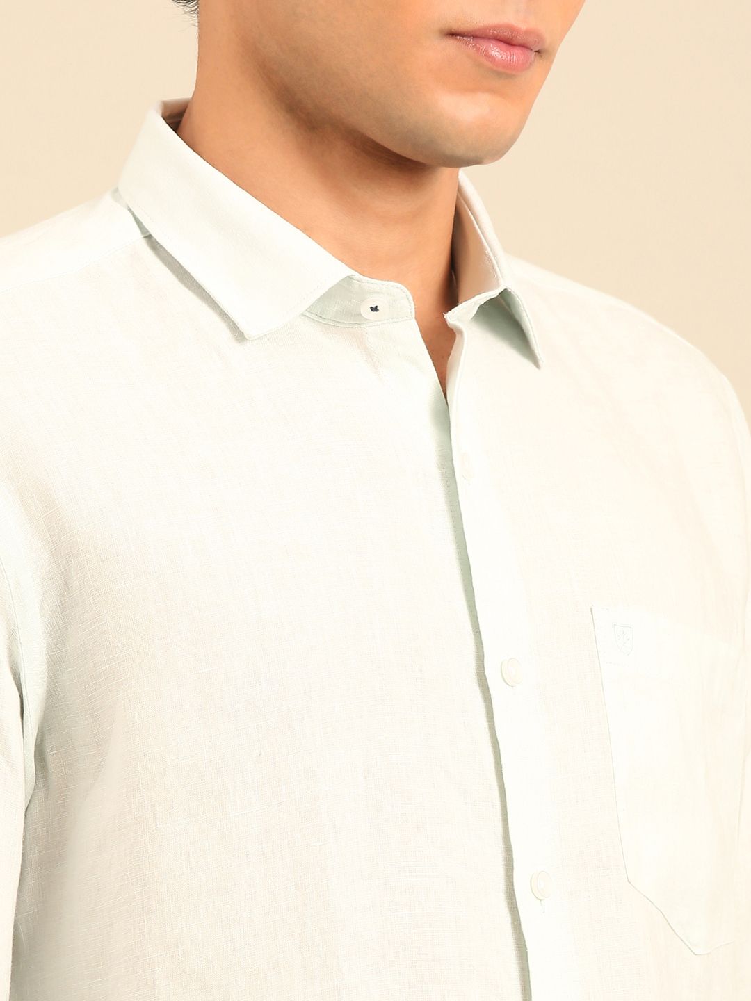 Linen Club Men's Contemporary Fit Pure Linen Full Sleeve Solid Shirt LCSFSD901D083