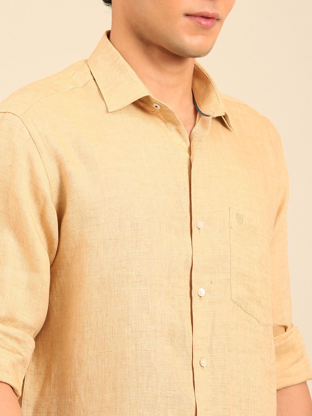 Linen Club Men's Contemporary Fit Pure Linen Full Sleeve Solid Shirt LCSFSD902D764