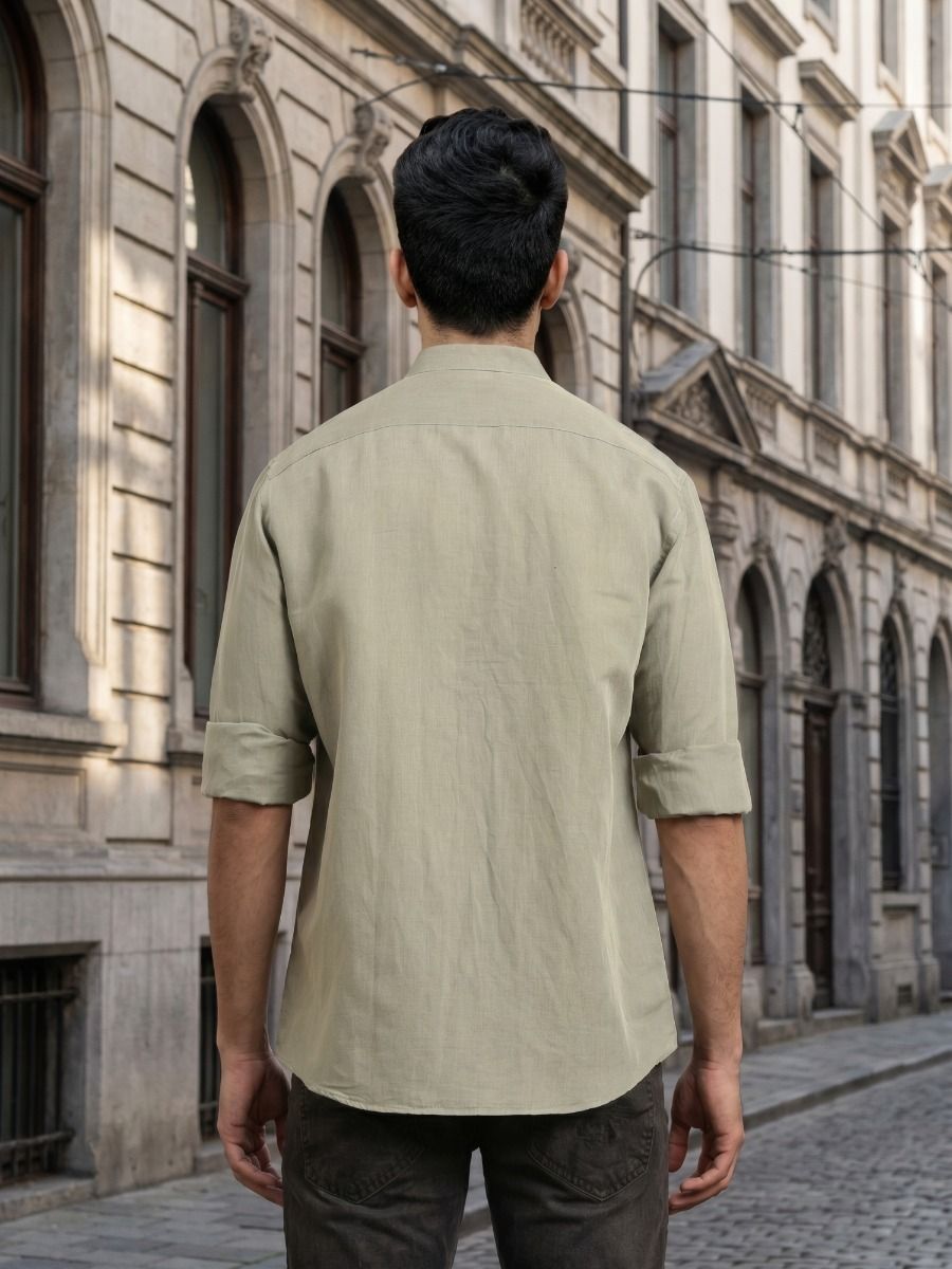 Linen Club Men's Full Sleeve Contemporary Fit Linen-Cotton Solid Shirt LCSFSD905D583