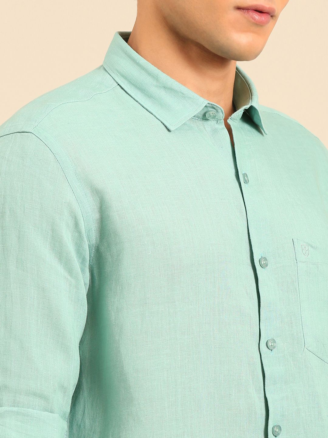 Linen Club Men's Full Sleeve Contemporary Fit Rich Linen Solid Shirt LCSFSD928D289