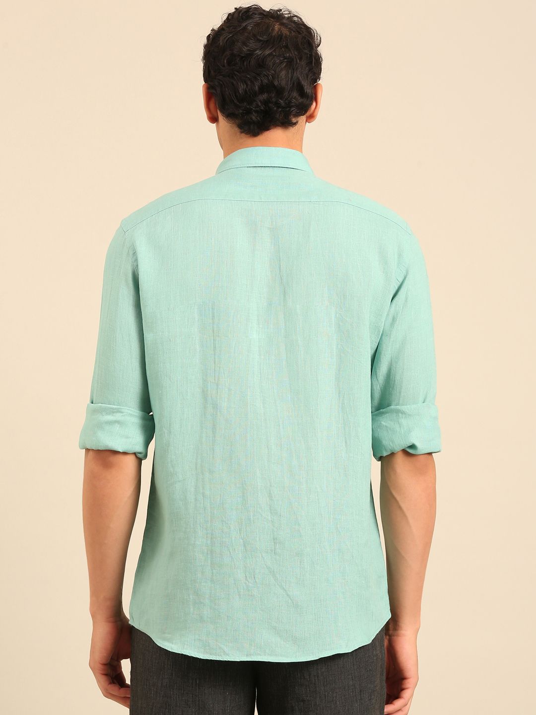 Linen Club Men's Full Sleeve Contemporary Fit Rich Linen Solid Shirt LCSFSD928D289