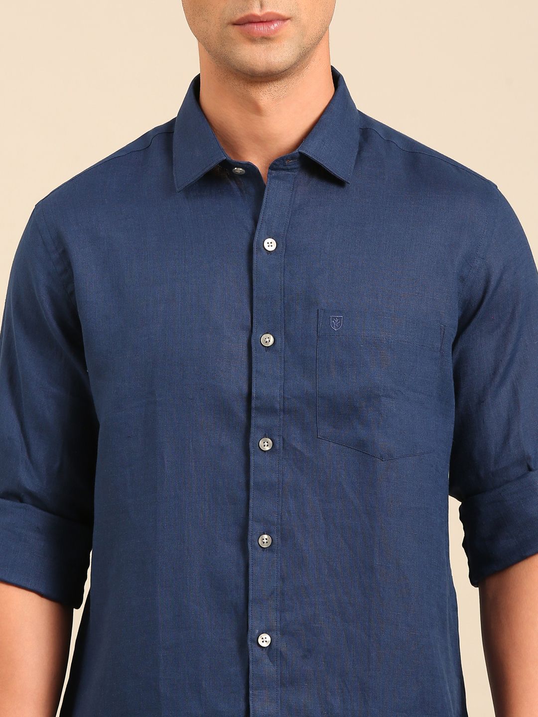 Linen Club Men's Contemporary Fit Linen cotton Full Sleeve Solid Shirt LCSFSDN010025