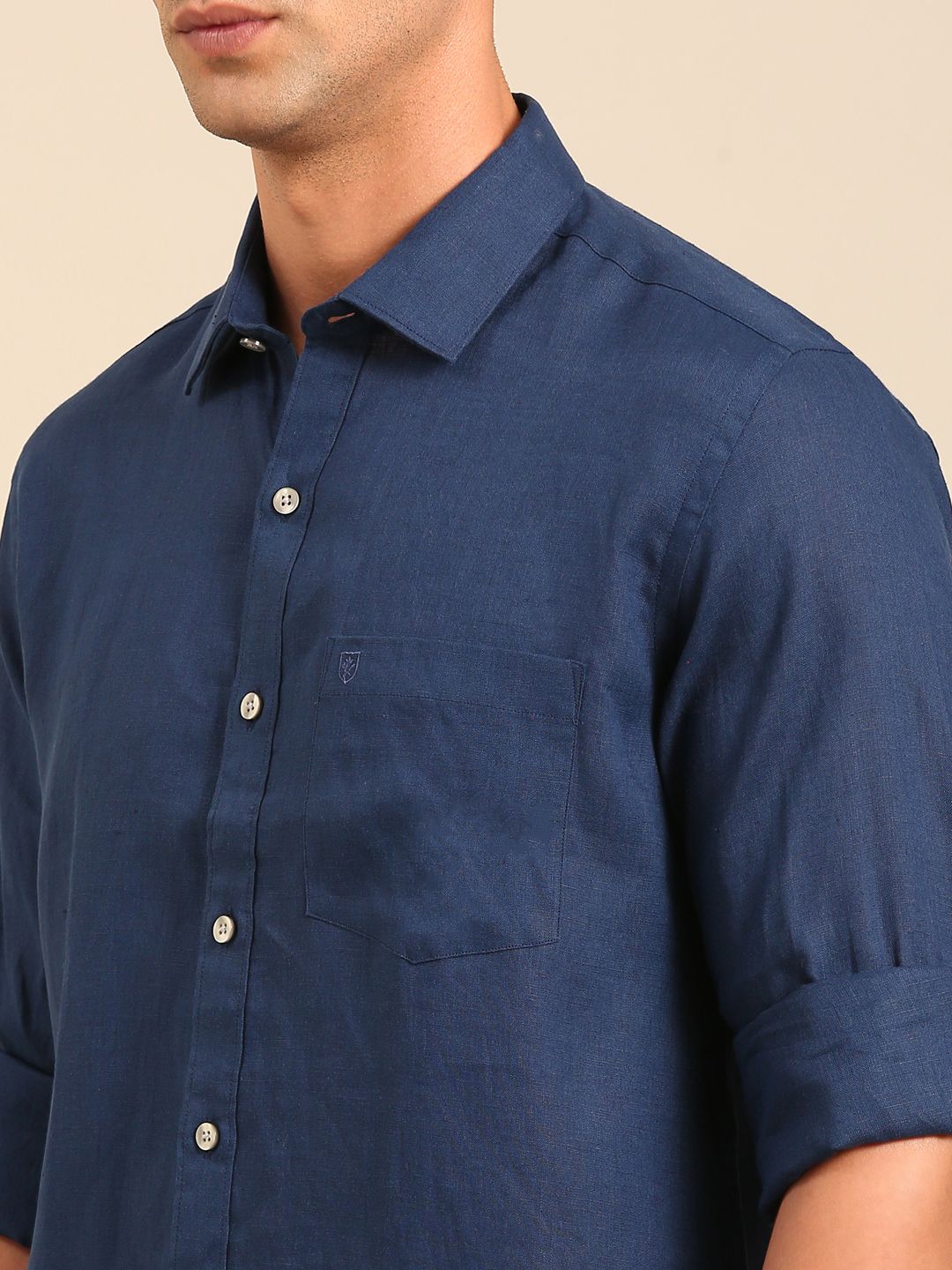 Linen Club Men's Contemporary Fit Linen cotton Full Sleeve Solid Shirt LCSFSDN010025