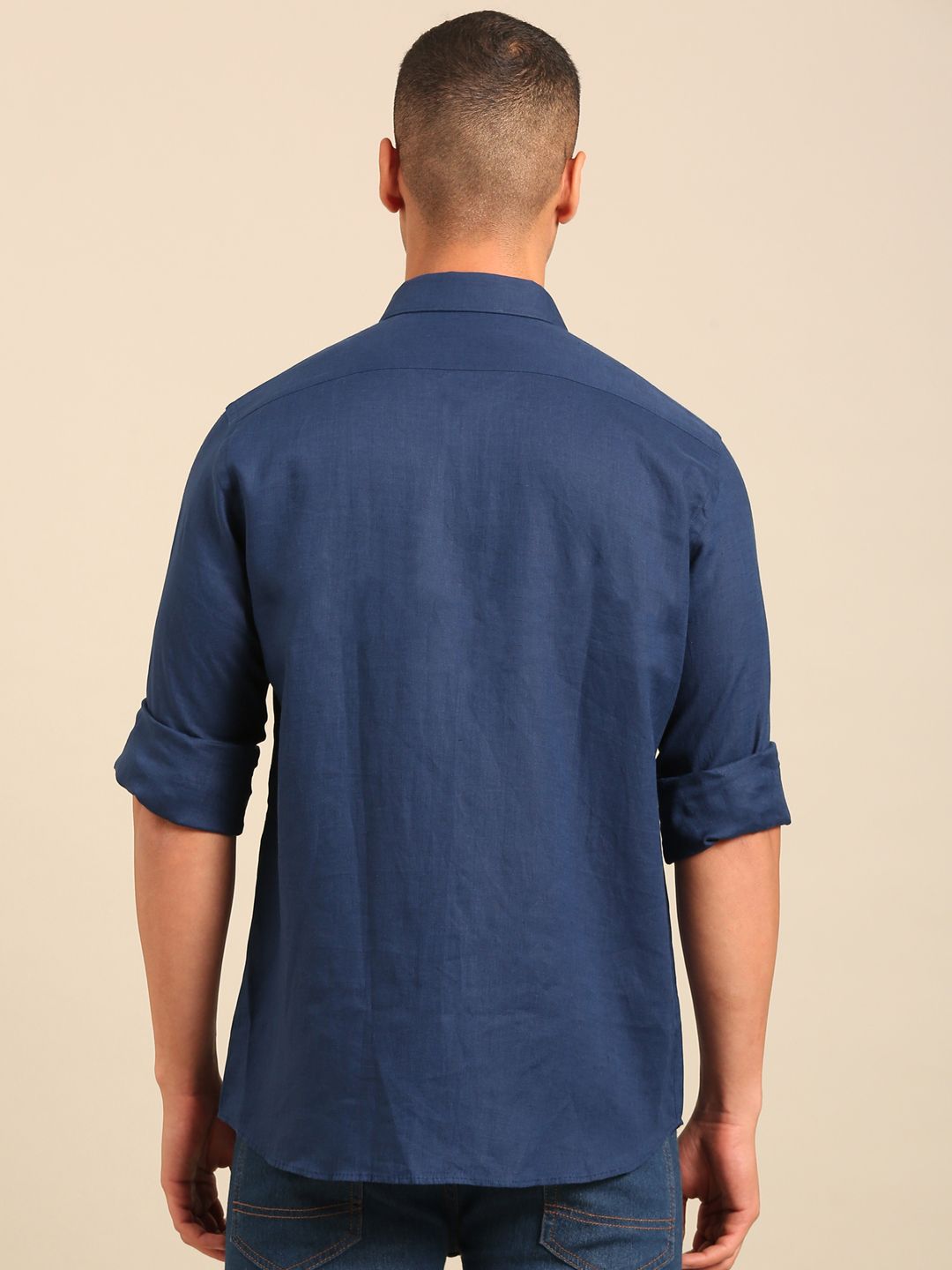 Linen Club Men's Contemporary Fit Linen cotton Full Sleeve Solid Shirt LCSFSDN010025