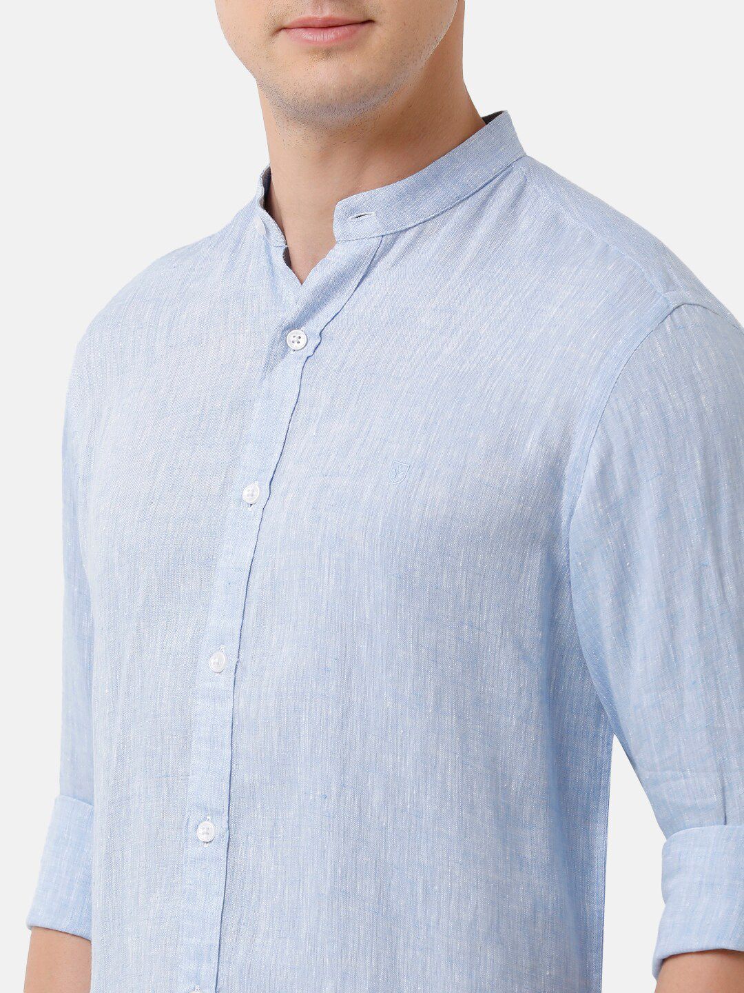 Linen Club Men's Pure Linen Light Blue Solid Regular Fit Casual Shirt LCSFSDN010059