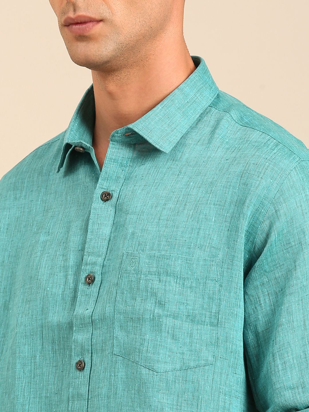 Linen Club Men's Contemporary Fit Linen cotton Full Sleeve Solid Shirt LCSFSDN010110