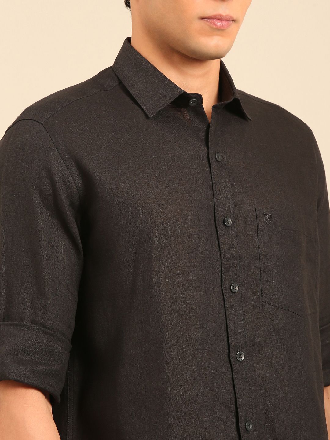 Linen Club Men's Contemporary Fit Linen cotton Full Sleeve Solid Shirt LCSFSDN020141
