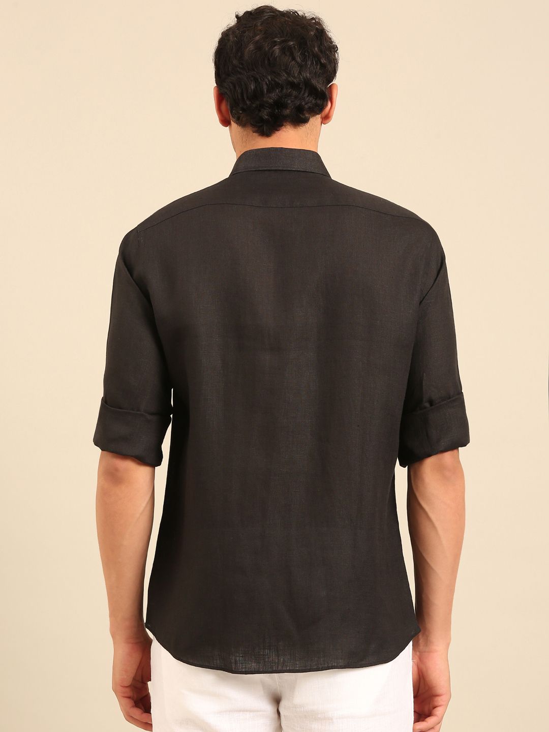 Linen Club Men's Contemporary Fit Linen cotton Full Sleeve Solid Shirt LCSFSDN020141