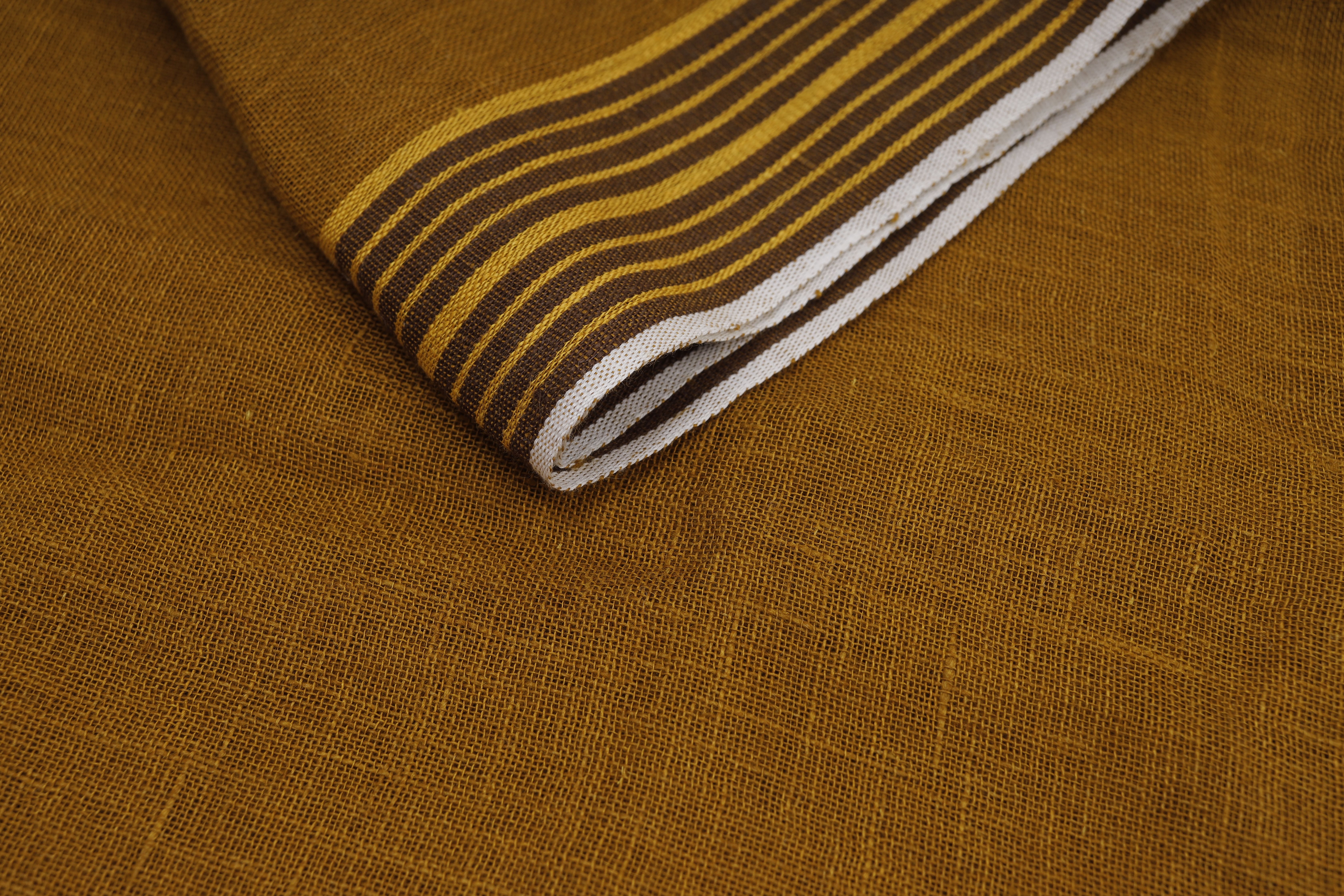 Unisex Mustard Solid Linen Stole