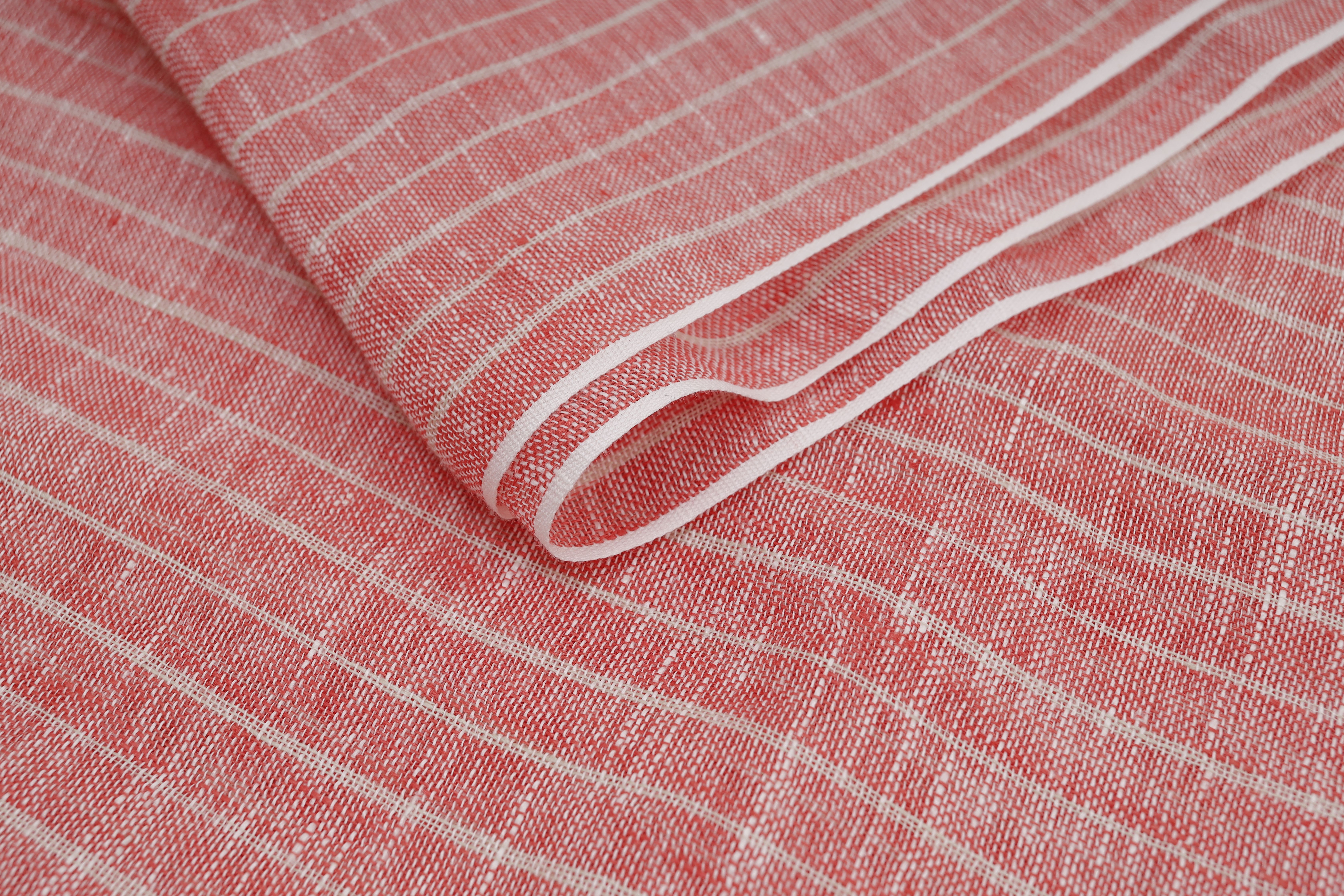 Unisex Red Striped Linen Stole