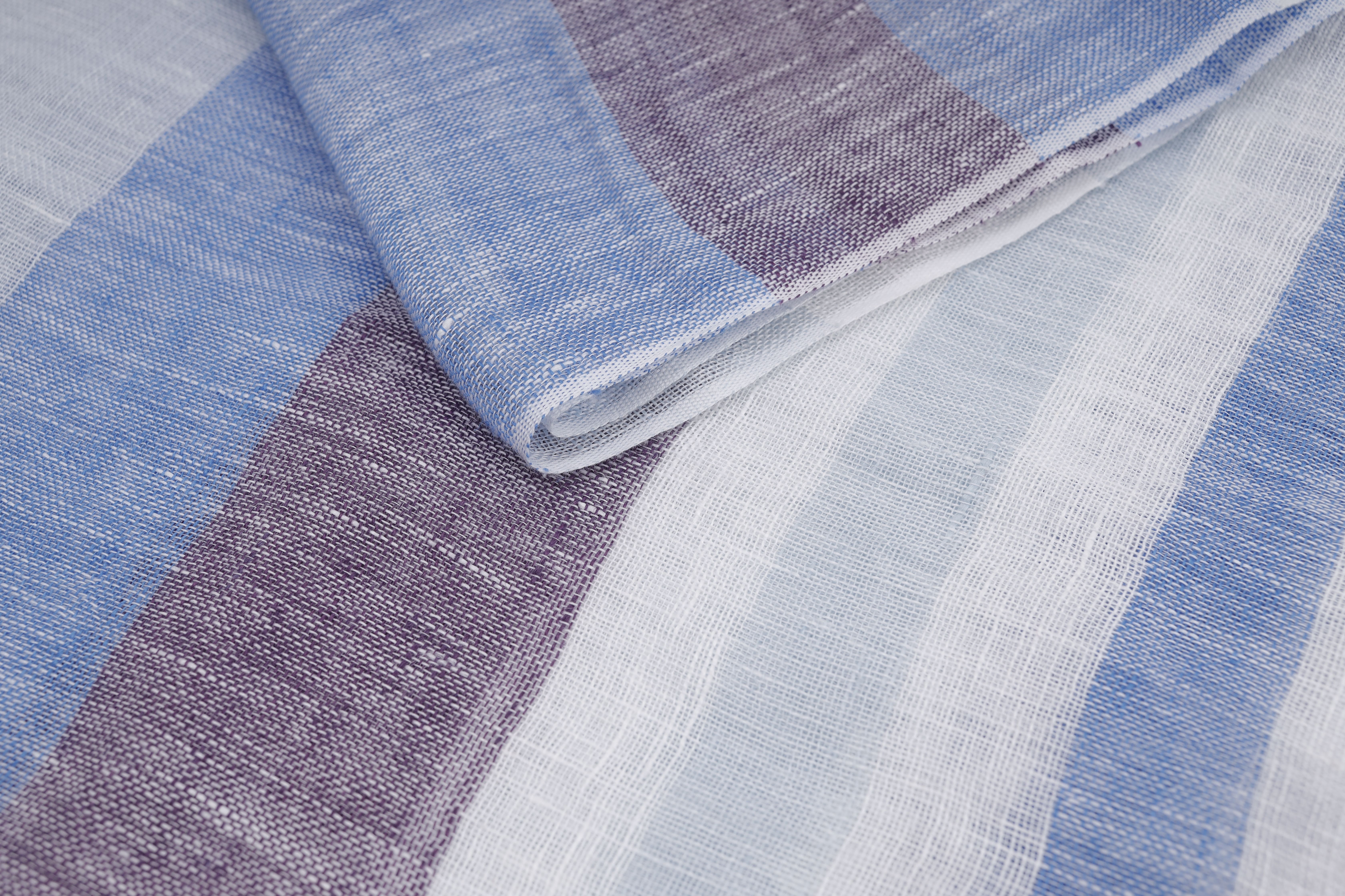 Unisex Blue Striped Linen Stole