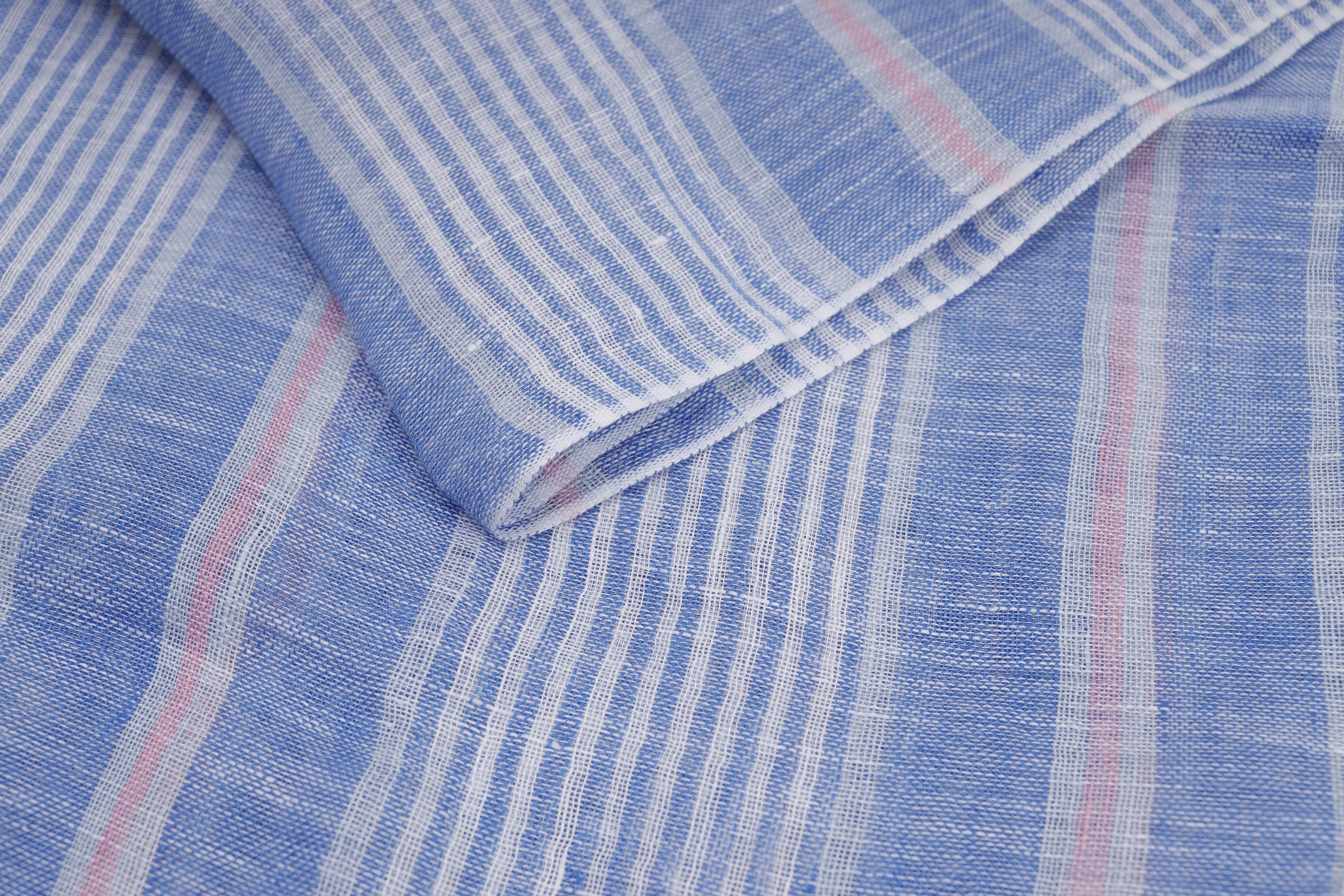 Unisex Blue Striped Linen Stole
