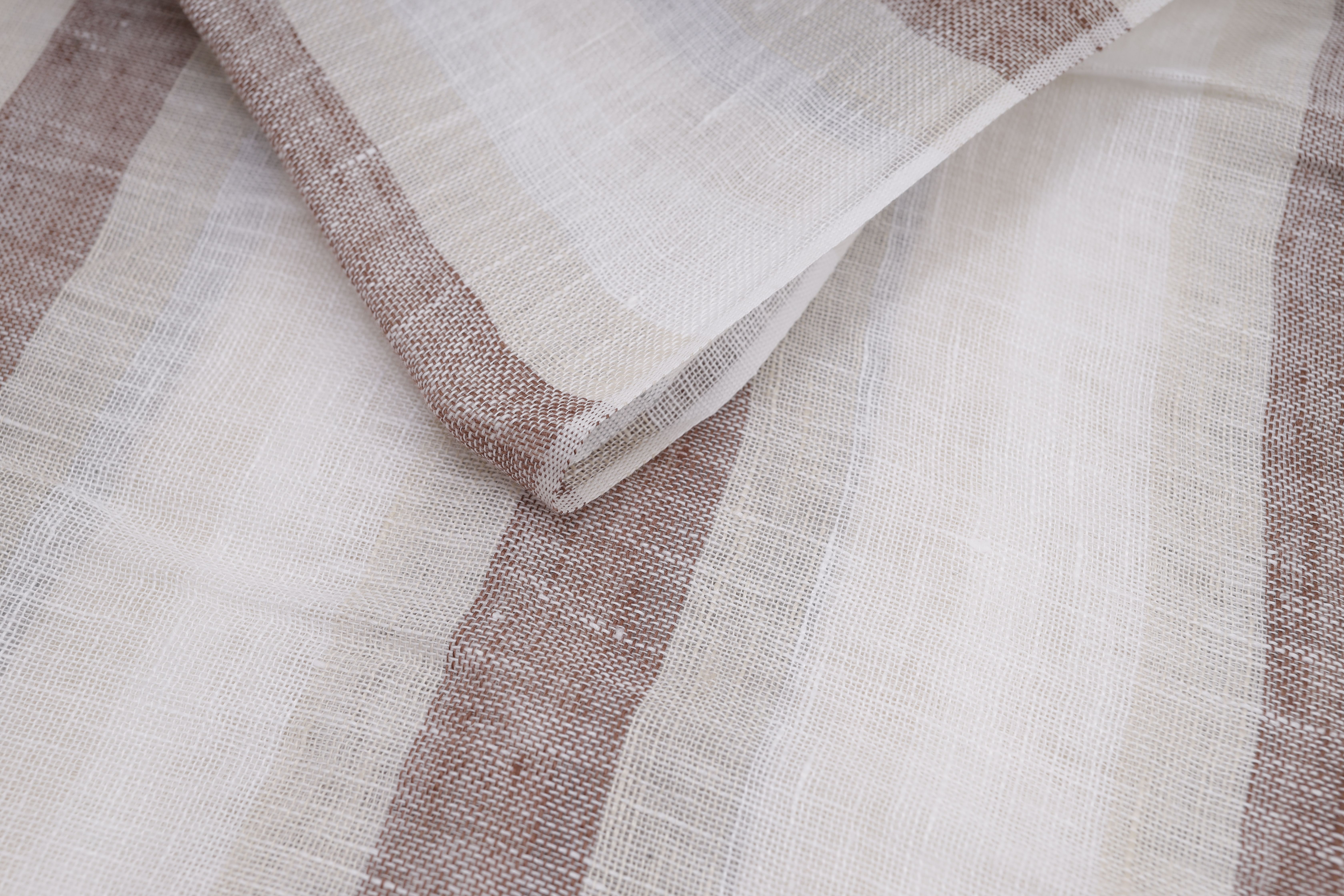 Unisex Grey Striped Linen Stole