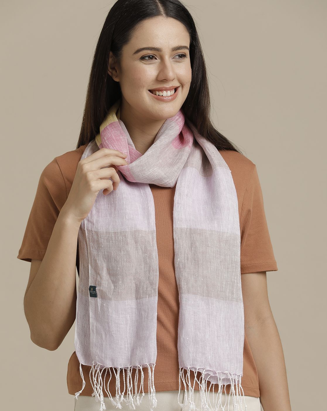 Unisex Purple Striped Linen Stole