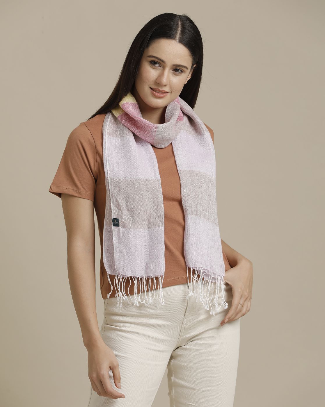 Unisex Purple Striped Linen Stole