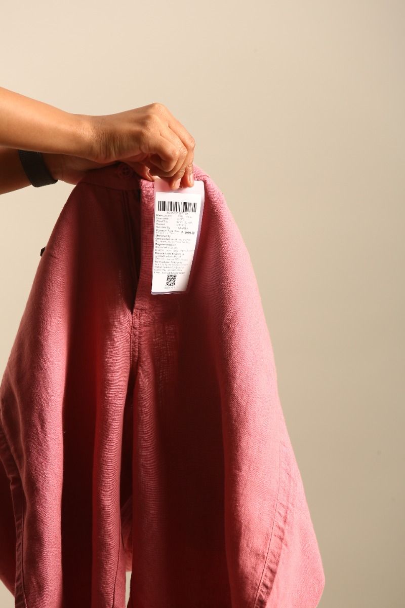 Linen Club Men's Linen Pink Solid Contemporary Fit Casual Shorts Linen Club Men's Linen Pink Solid Contemporary Fit Casual Shorts