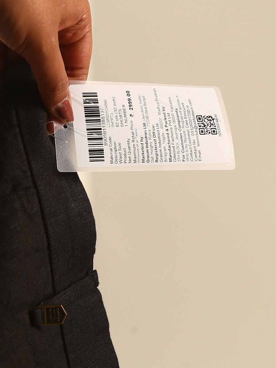 Linen Club Men's Linen Black Solid Contemporary Fit Casual Shorts Linen Club Men's Linen Black Solid Contemporary Fit Casual Shorts