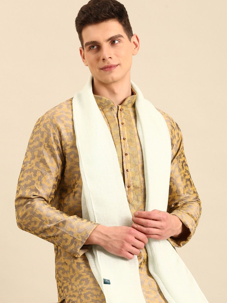 Linen Club Unisex Turquoise Blue Solid Linen Stole