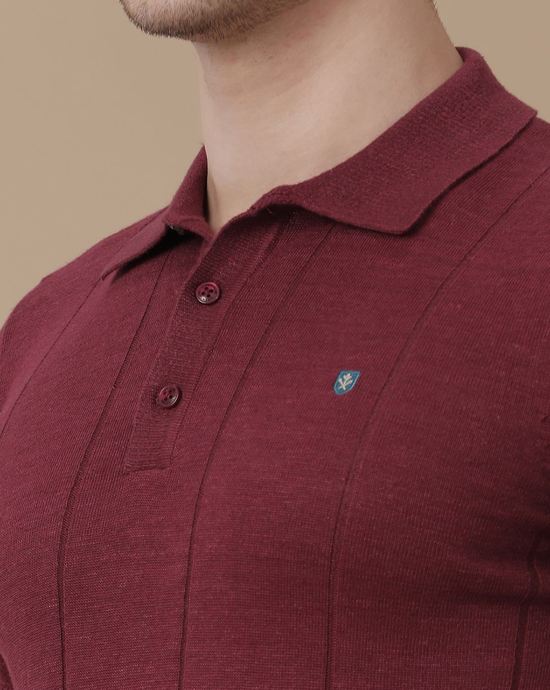 Men's Premium Blended Linen Red Striped Contemporary Fit Half Sleeve Polo Neck Casual T-Shirt