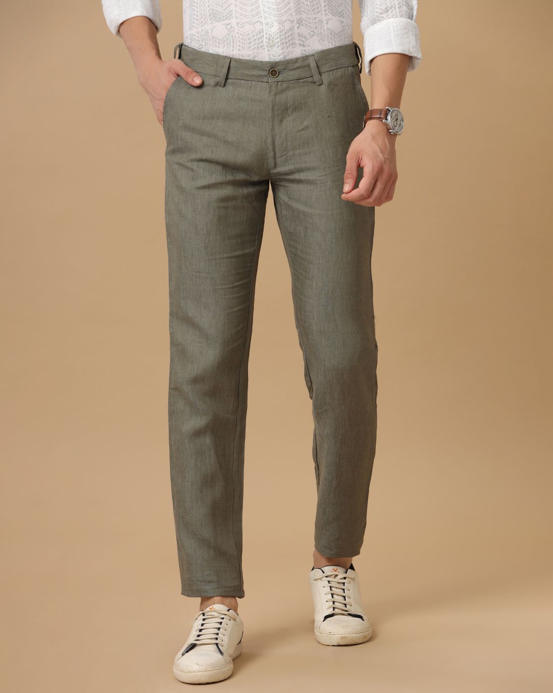 Linen club trousers online shopping hotsell