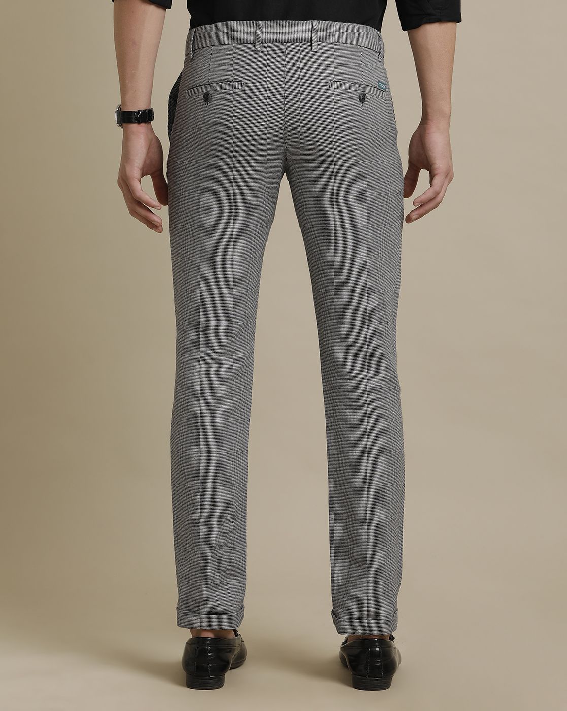 Linen Club Grey Solid  Casual Trouser for men