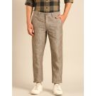 Linen Club Men's Linen Brown Solid Contemporary Fit Casual Trouser LCTRCHN020087