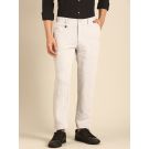 Linen Club Men's Linen Light Grey Solid Contemporary Fit Casual Trouser