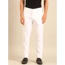 Linen Club Men's Linen White Solid Contemporary Fit Casual Trouser