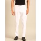 Linen Club Men's Linen White Solid Contemporary Fit Casual Trouser LCTRSDN020086