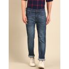 CAVALLO by Linen Club Men's Blended Linen Dark Blue Urban Slim Fit Jeans